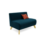 Sofá Nova Azul Duster y Matiz Natural 100x70cm de Dos Puestos sin Apoya Brazos