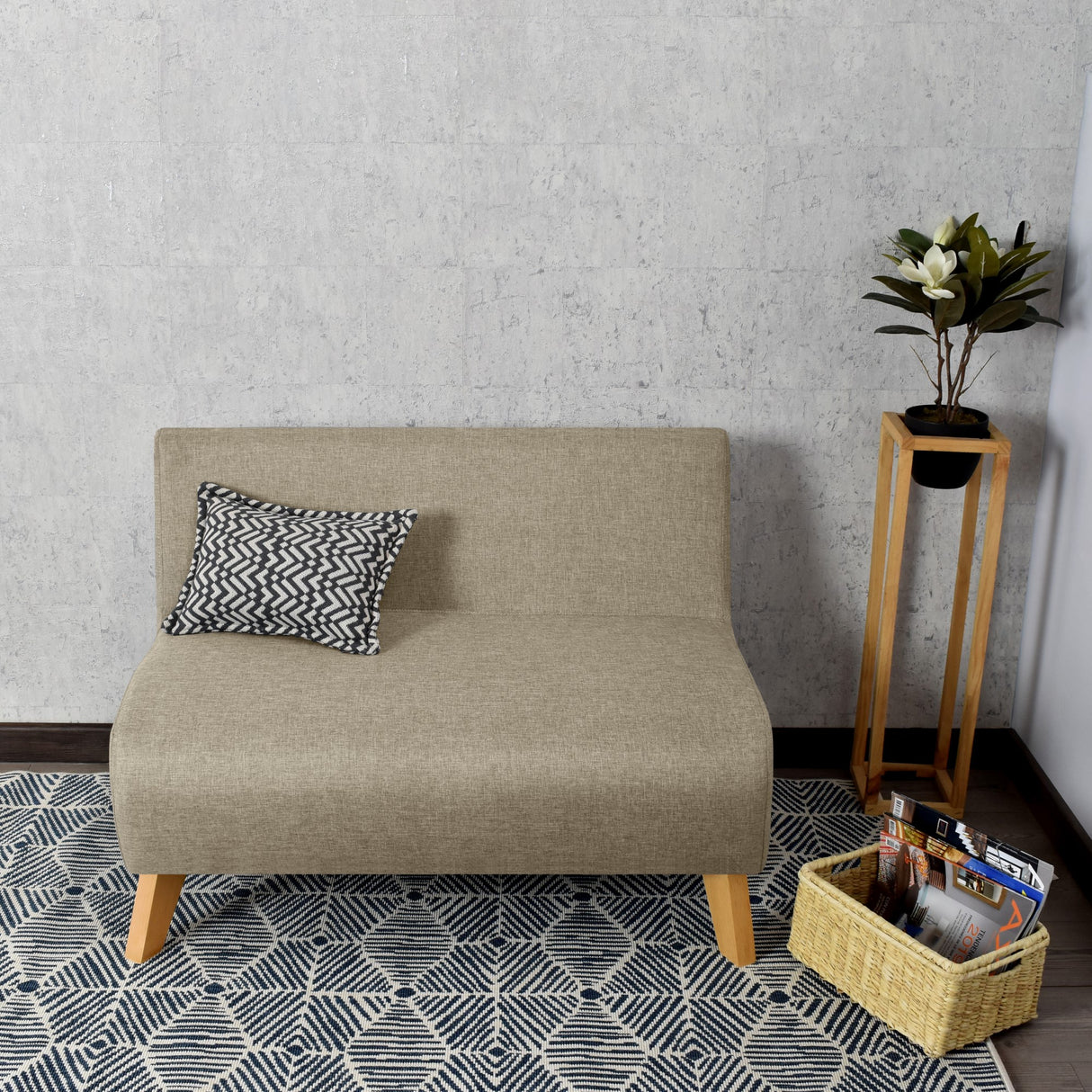 Sofá Nova Beige Duster y Matiz Natural 100x70cm de Dos Puestos sin Apoya Brazos