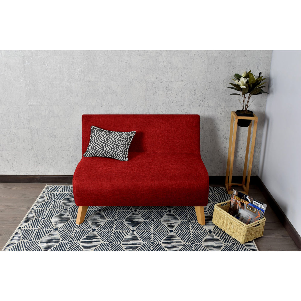 Sofá Nova Rojo Duster y Matiz Natural 100x70cm de Dos Puestos sin Apoya Brazos