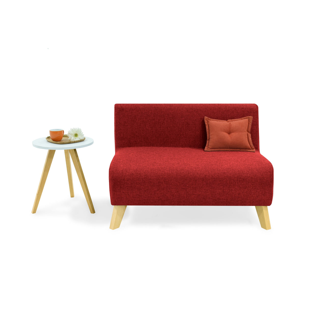 Sofá Nova Rojo Duster y Matiz Natural 100x70cm de Dos Puestos sin Apoya Brazos