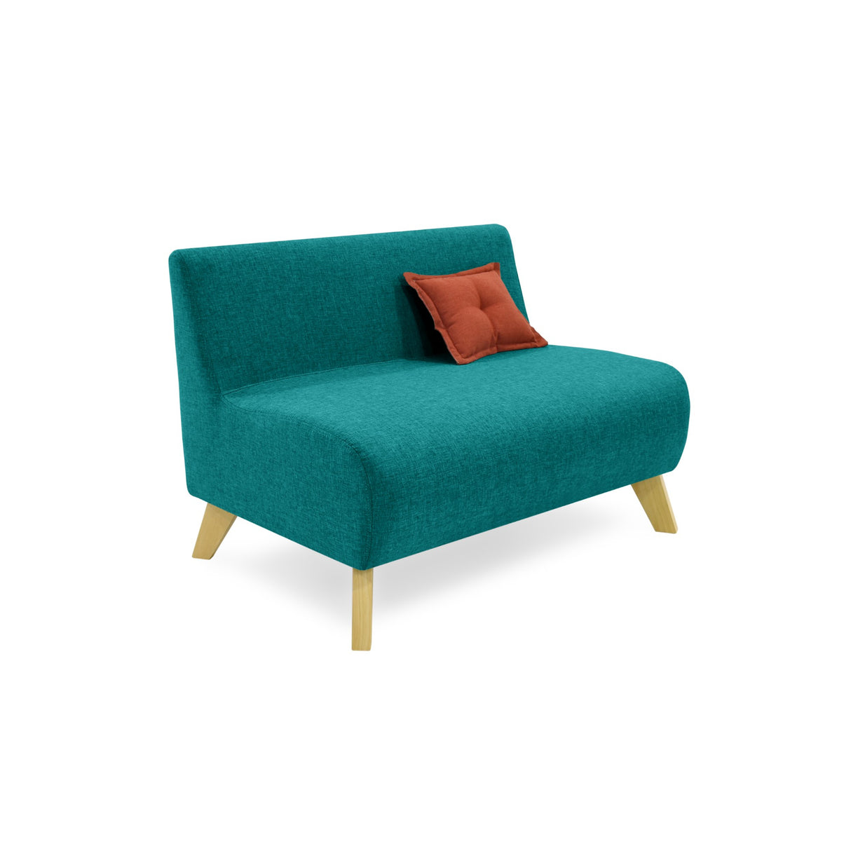 Sofá Nova Turquesa Duster y Matiz Natural 100x70cm de Dos Puestos sin Apoya Brazos