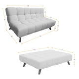 Sofá Cama Nubo Plata Sky y Matiz Natural 178x82cm de Tres Puestos Reclinable sin Apoya Brazos