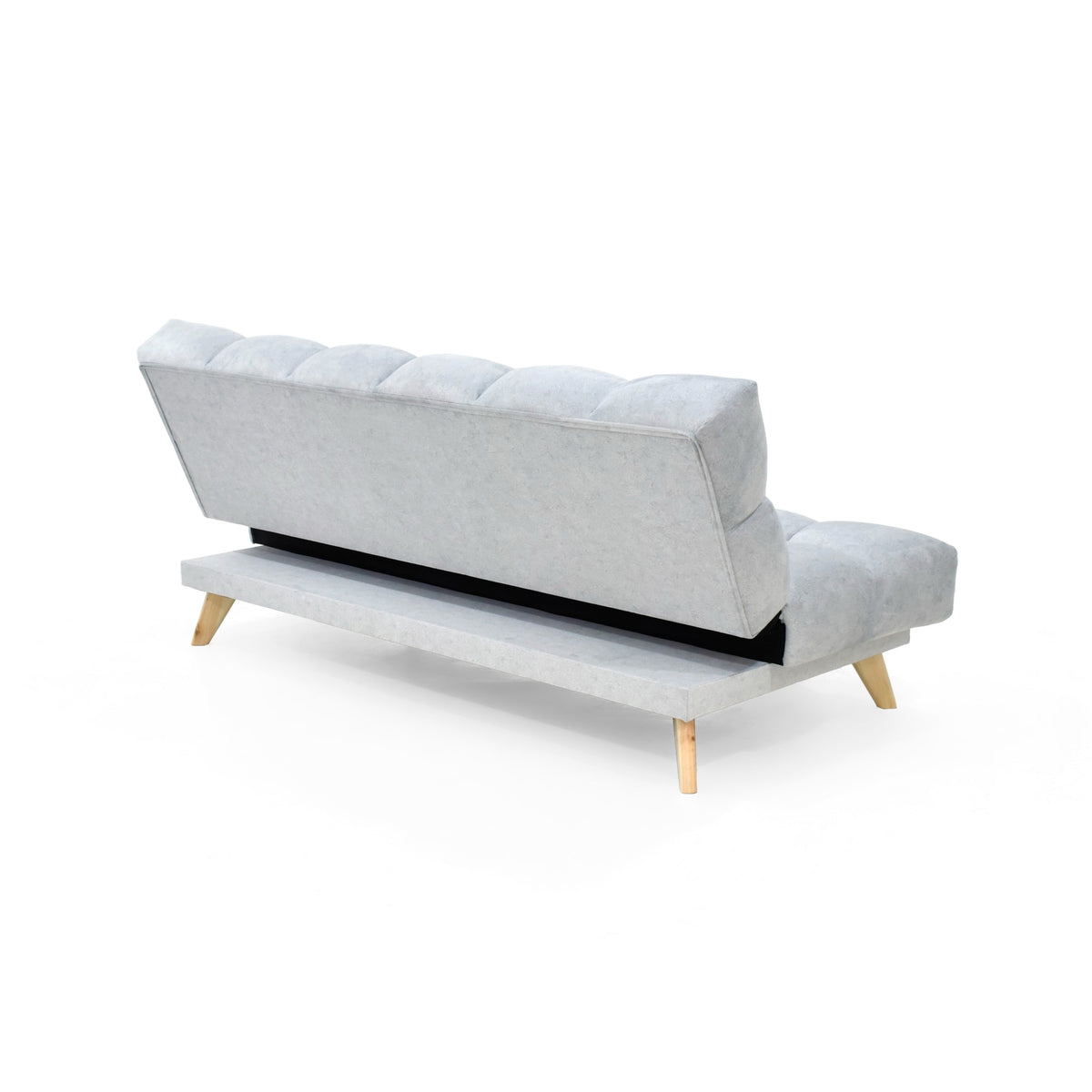 Sofá Cama Nubo Plata Sky y Matiz Natural 178x82cm de Tres Puestos Reclinable sin Apoya Brazos