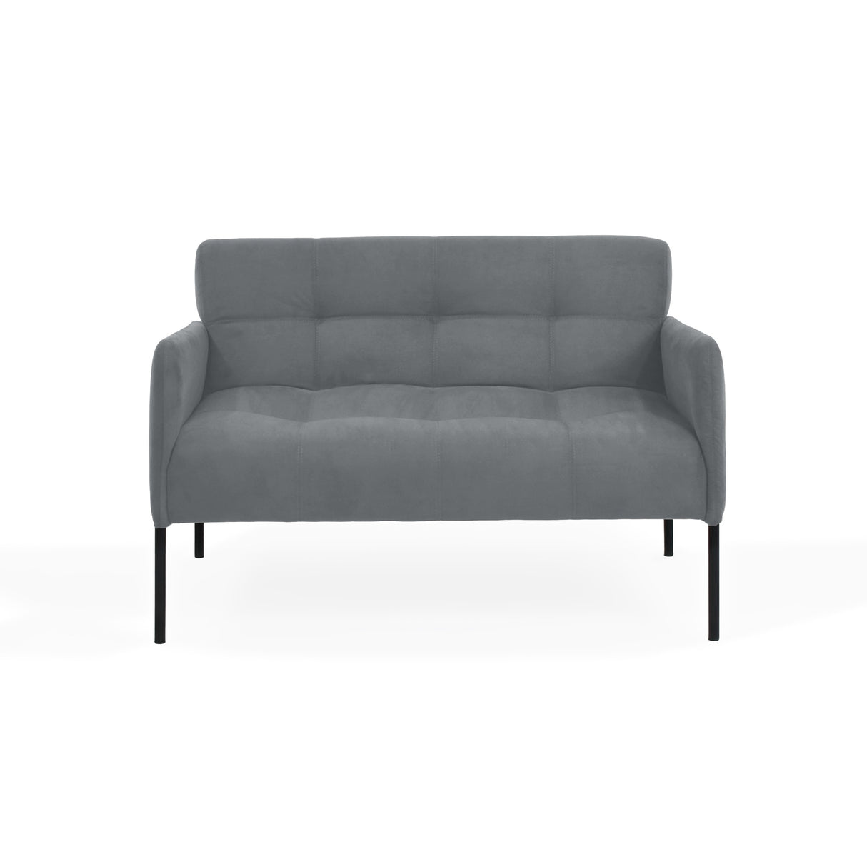 Sofá Olivia Gris Denver y Metálico Negro 116x76cm de Dos Puestos con Apoya Brazos