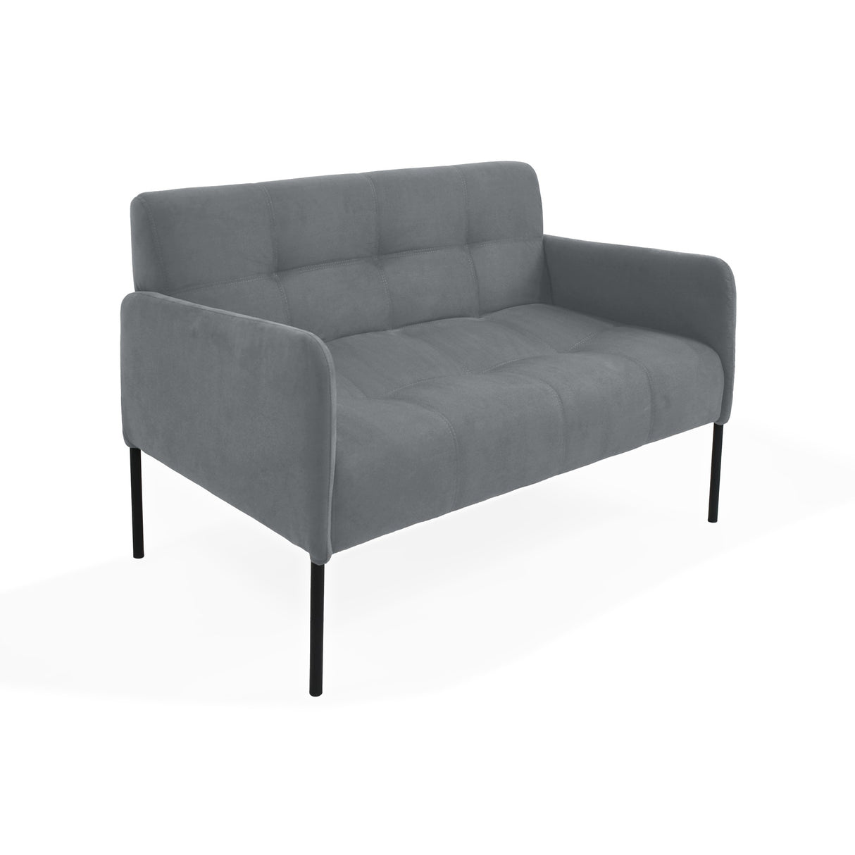 Sofá Olivia Gris Denver y Metálico Negro 116x76cm de Dos Puestos con Apoya Brazos