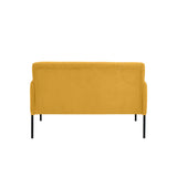 Sofá Olivia Mostaza Denver y Metálico Negro 116x76cm de Dos Puestos con Apoya Brazos