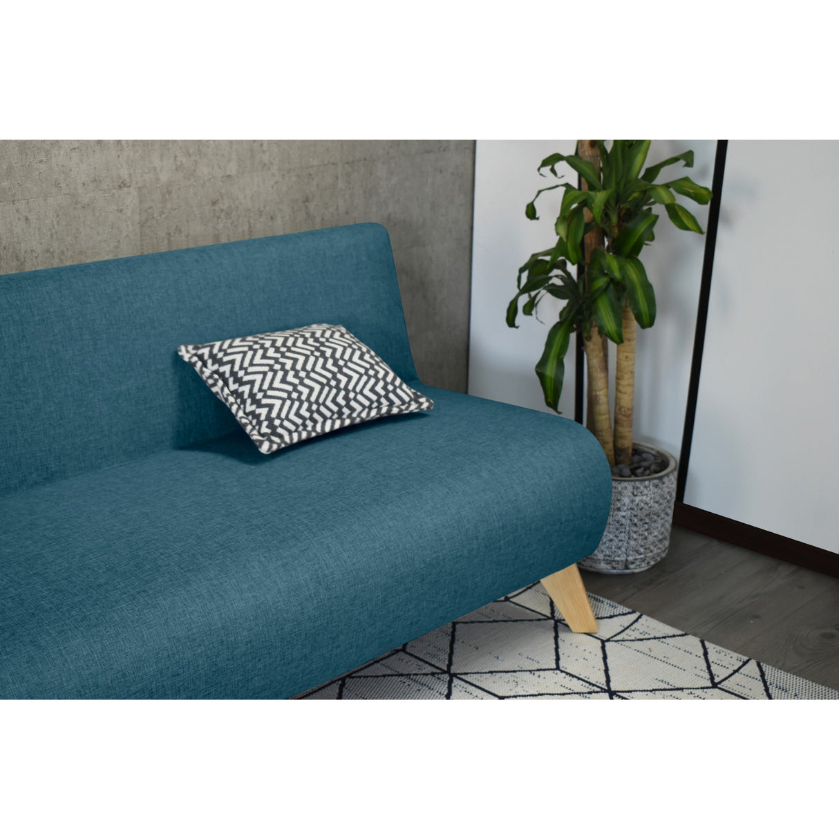 Sofá Oslo Azul Duster y Matiz Natural 150x70cm de Tres Puestos sin Apoya Brazos