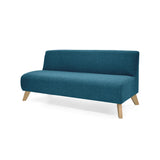 Sofá Oslo Azul Duster y Matiz Natural 150x70cm de Tres Puestos sin Apoya Brazos