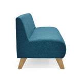 Sofá Oslo Azul Duster y Matiz Natural 150x70cm de Tres Puestos sin Apoya Brazos