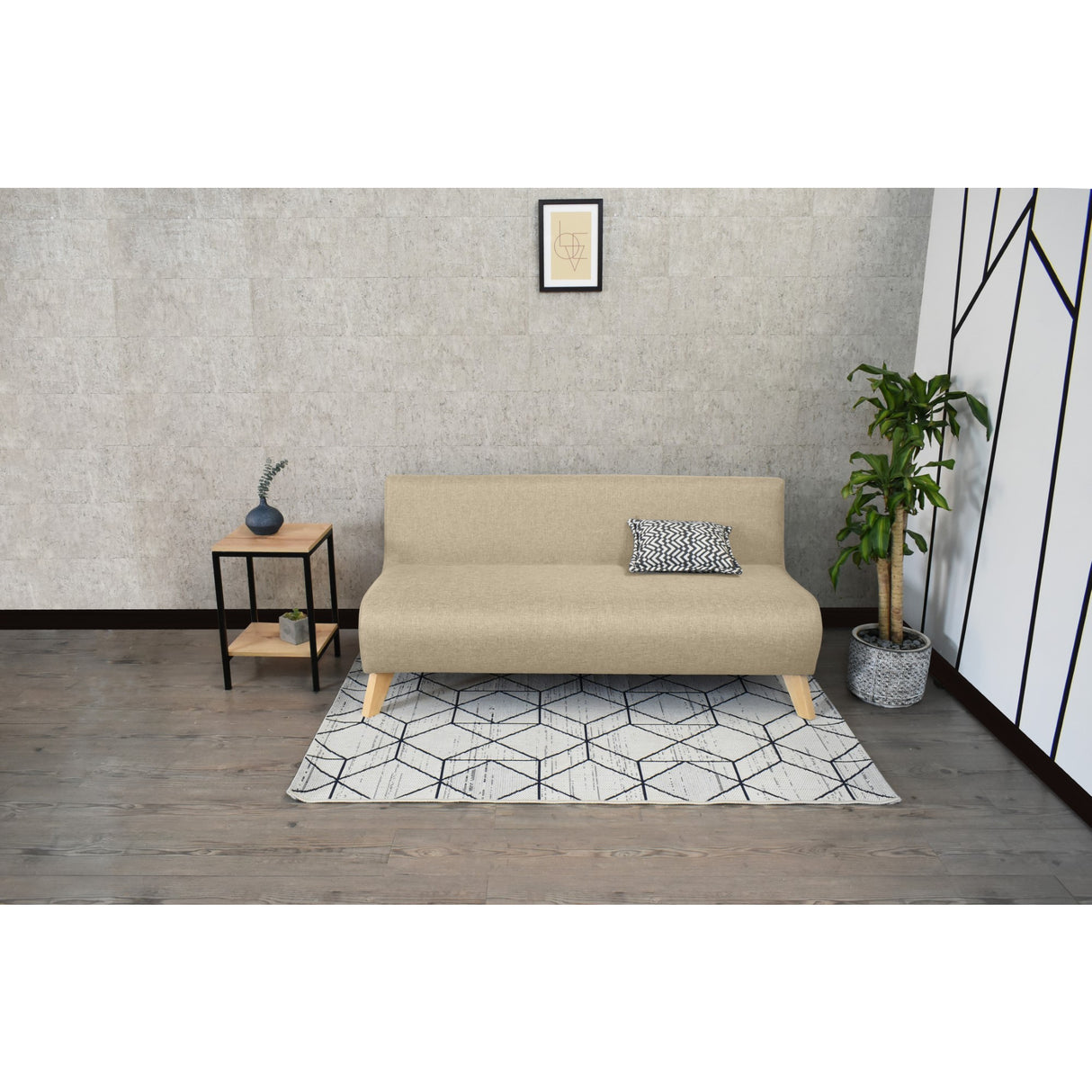 Sofá Oslo Beige Duster y Matiz Natural 150x70cm de Tres Puestos sin Apoya Brazos
