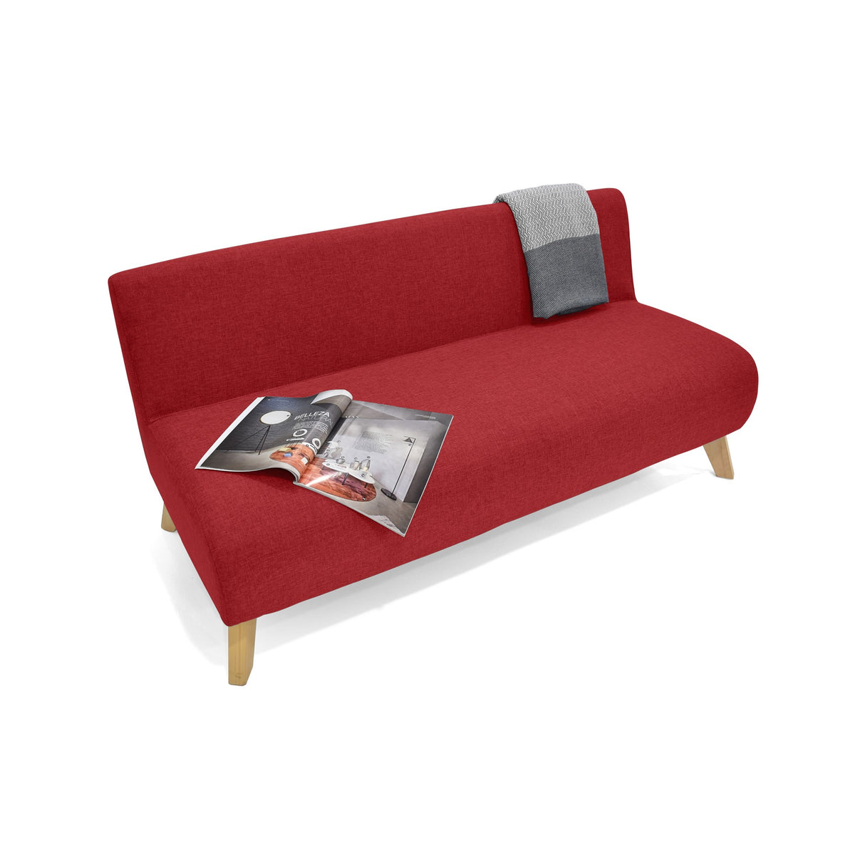 Sofá Oslo Rojo Duster y Matiz Natural 150x70cm de Tres Puestos sin Apoya Brazos
