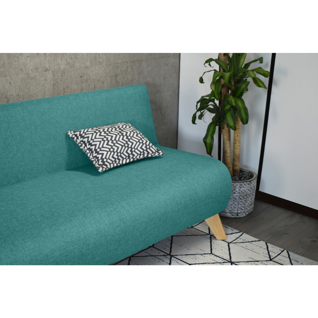 Sofá Oslo Turquesa Duster y Matiz Natural 150x70cm de Tres Puestos sin Apoya Brazos