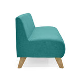 Sofá Oslo Turquesa Duster y Matiz Natural 150x70cm de Tres Puestos sin Apoya Brazos