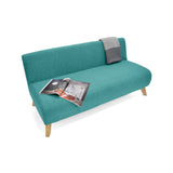 Sofá Oslo Turquesa Duster y Matiz Natural 150x70cm de Tres Puestos sin Apoya Brazos