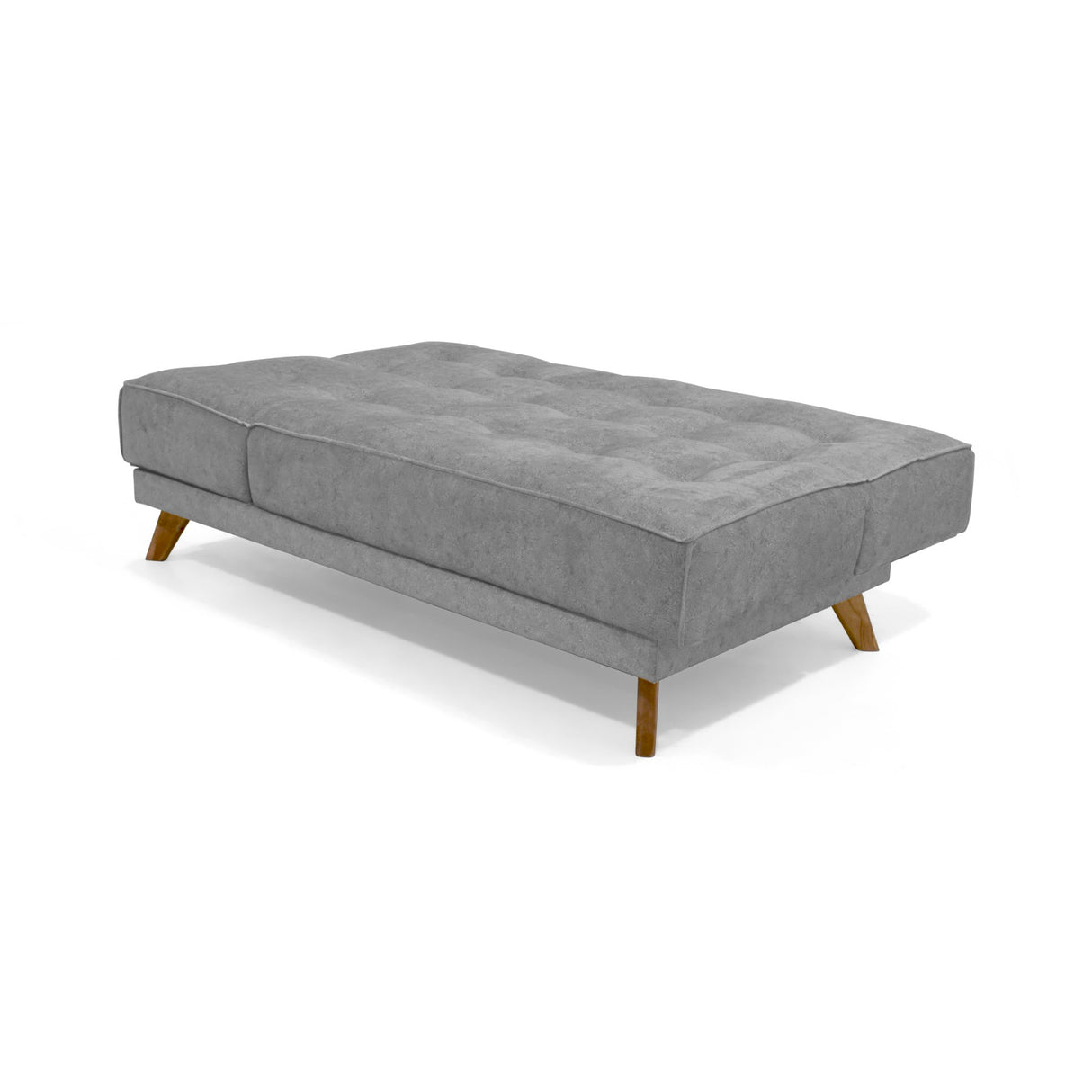 Sofá Cama Petra Gris Sky y Matiz Caoba 177x83cm de Tres Puestos Reclinable sin Apoya Brazos