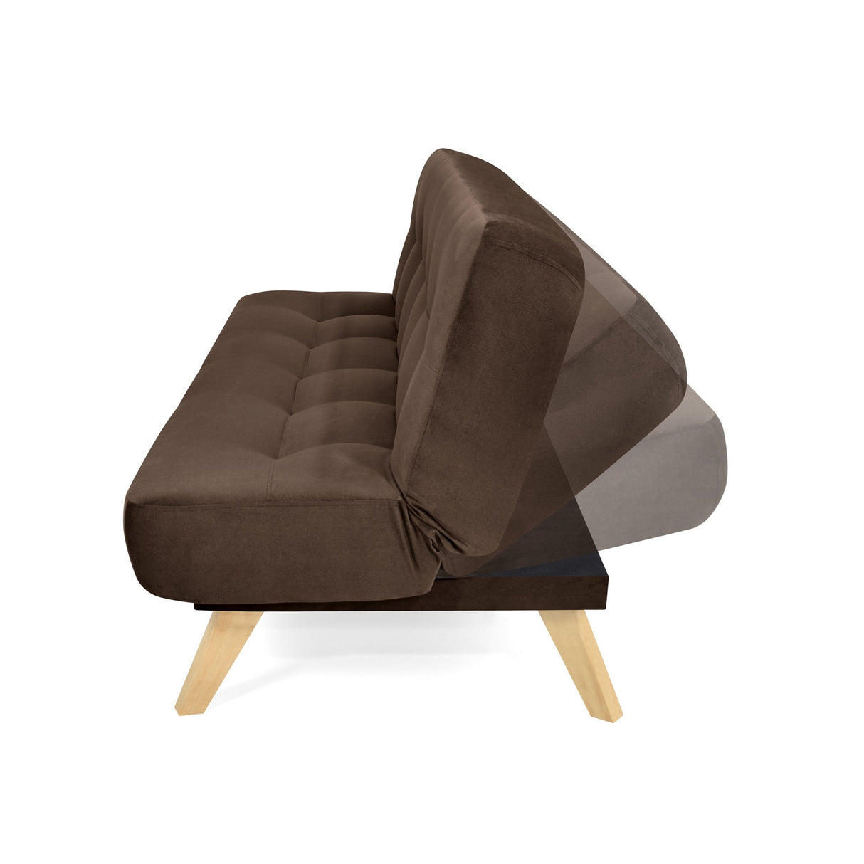 Sofá Cama Porto Chocolate Denver y Matiz Natural 182x85cm de Tres Puestos Reclinable sin Apoya Brazos