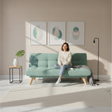 Sofá Cama Porto Aqua Dicosta y Matiz Natural 182x85cm de Tres Puestos Reclinable sin Apoya Brazos
