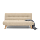 Sofá Cama Porto Beige Dicosta y Matiz Natural 182x85cm de Tres Puestos Reclinable sin Apoya Brazos