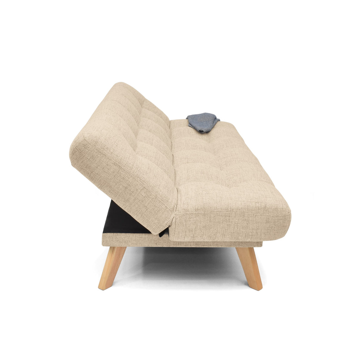 Sofá Cama Porto Beige Dicosta y Matiz Natural 182x85cm de Tres Puestos Reclinable sin Apoya Brazos