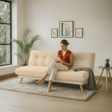 Sofá Cama Porto Beige Dicosta y Matiz Natural 182x85cm de Tres Puestos Reclinable sin Apoya Brazos