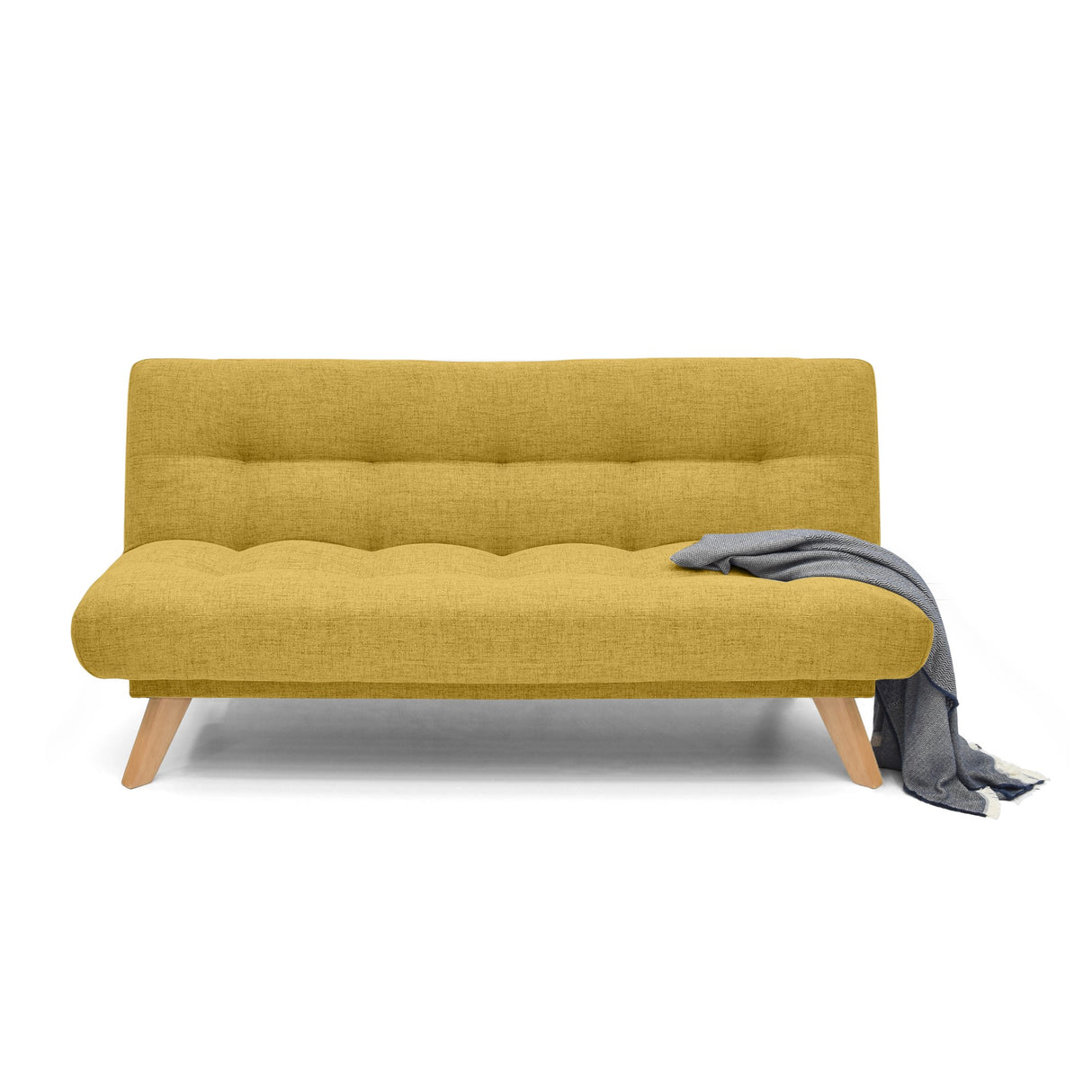 Sofá Cama Porto Mostaza Dicosta y Matiz Natural 182x85cm de Tres Puestos Reclinable sin Apoya Brazos