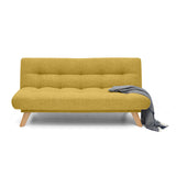 Sofá Cama Porto Mostaza Dicosta y Matiz Natural 182x85cm de Tres Puestos Reclinable sin Apoya Brazos
