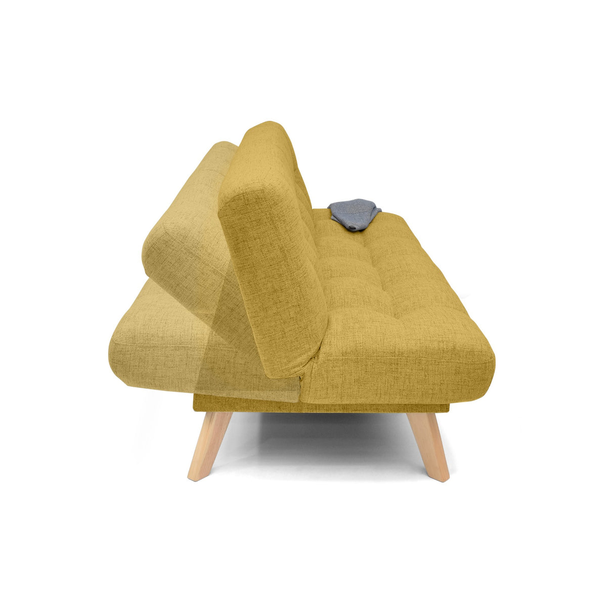 Sofá Cama Porto Mostaza Dicosta y Matiz Natural 182x85cm de Tres Puestos Reclinable sin Apoya Brazos