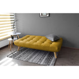 Sofá Cama Porto Mostaza Dicosta y Matiz Natural 182x85cm de Tres Puestos Reclinable sin Apoya Brazos