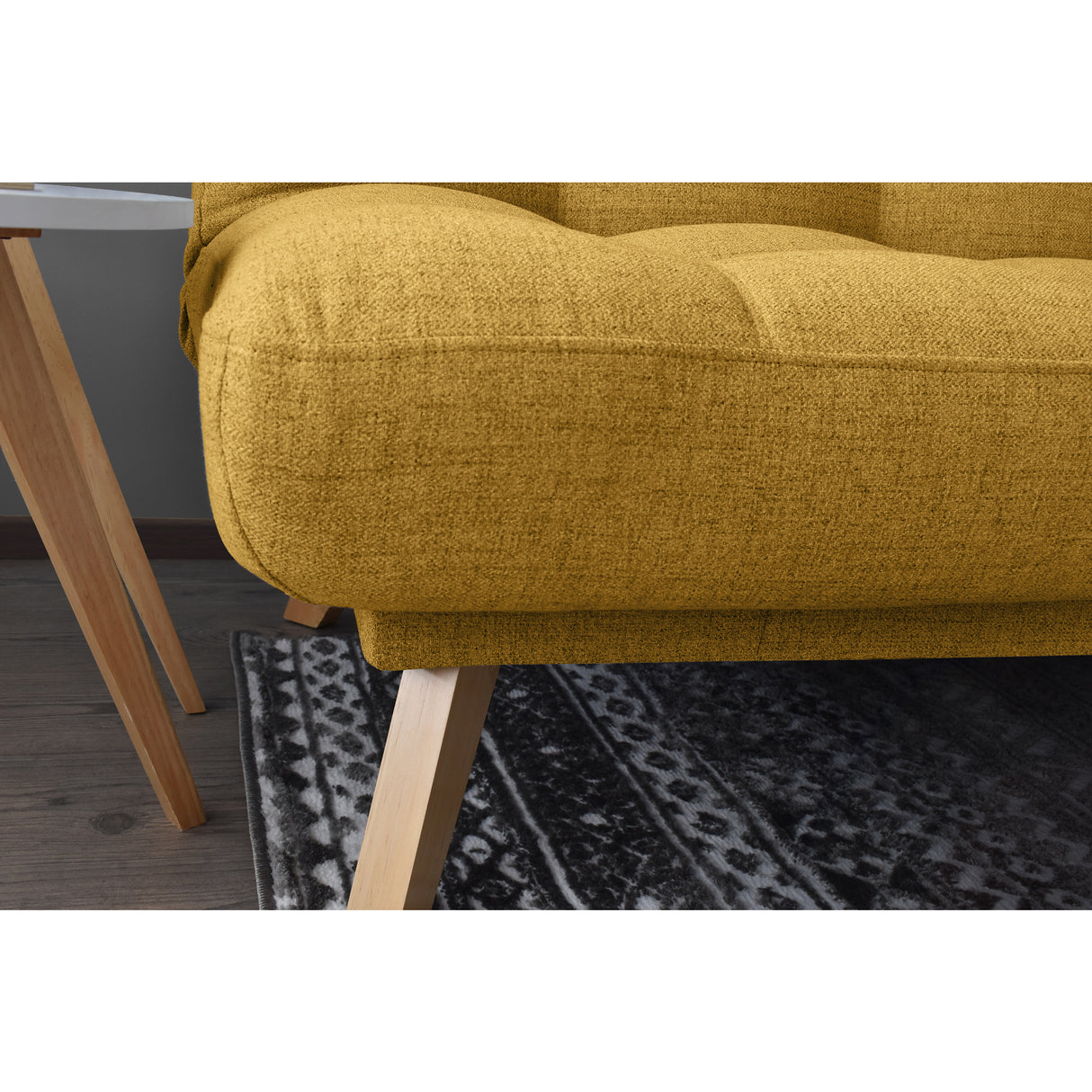 Sofá Cama Porto Mostaza Dicosta y Matiz Natural 182x85cm de Tres Puestos Reclinable sin Apoya Brazos