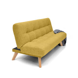 Sofá Cama Porto Mostaza Dicosta y Matiz Natural 182x85cm de Tres Puestos Reclinable sin Apoya Brazos