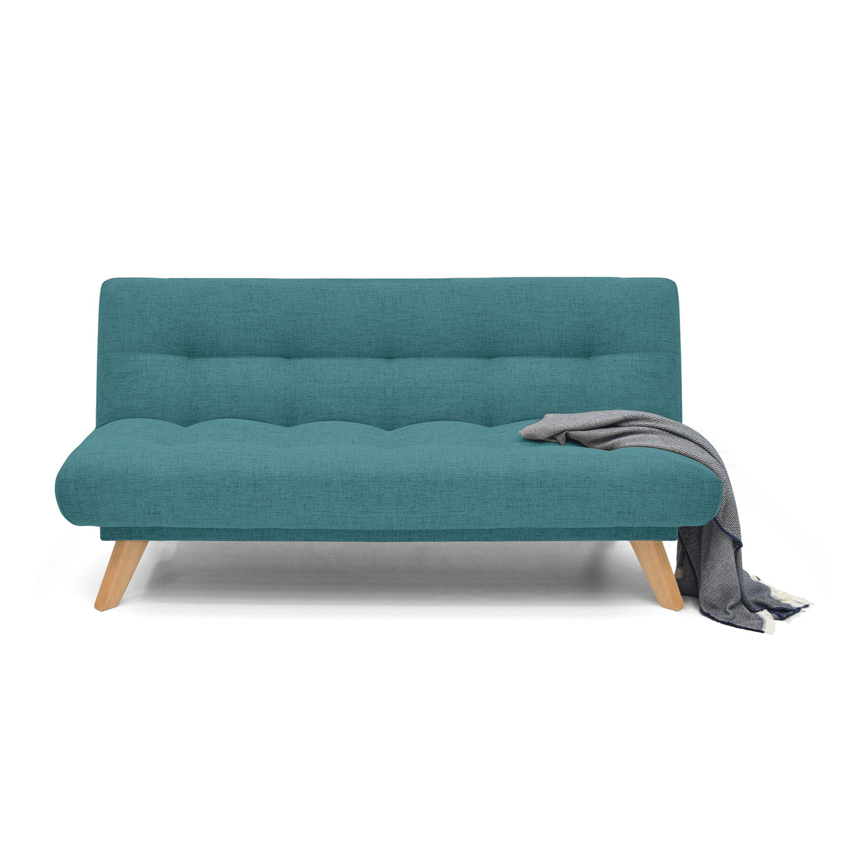 Sofá Cama Porto Petróleo Eureka y Matiz Natural 182x85cm de Tres Puestos Reclinable sin Apoya Brazos