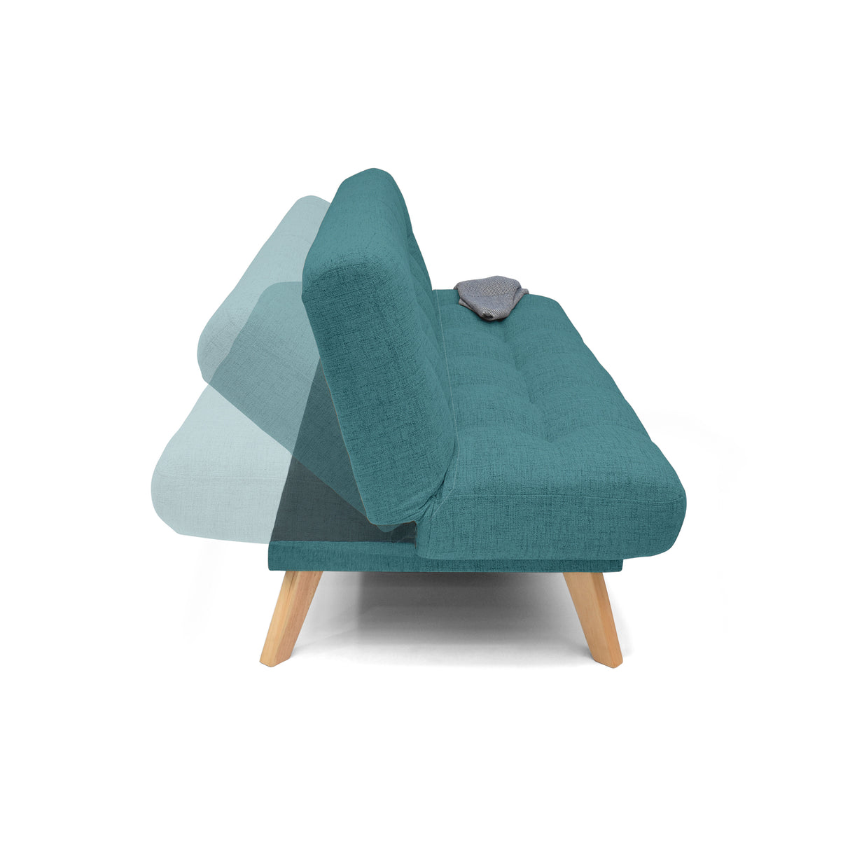 Sofá Cama Porto Petróleo Eureka y Matiz Natural 182x85cm de Tres Puestos Reclinable sin Apoya Brazos