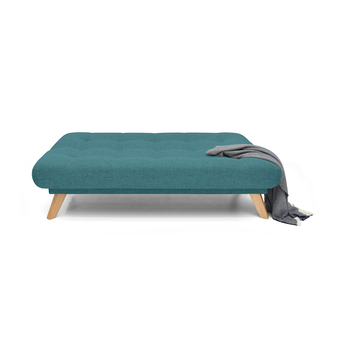 Sofá Cama Porto Petróleo Eureka y Matiz Natural 182x85cm de Tres Puestos Reclinable sin Apoya Brazos