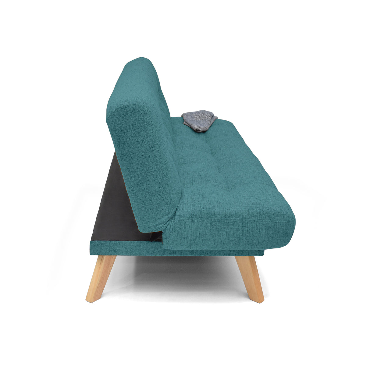 Sofá Cama Porto Petróleo Eureka y Matiz Natural 182x85cm de Tres Puestos Reclinable sin Apoya Brazos