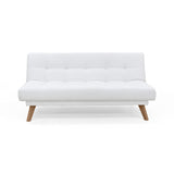 Sofá Cama Porto Blanco Shaggy y Matiz Natural 182x85cm de Tres Puestos Reclinable sin Apoya Brazos