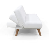 Sofá Cama Porto Blanco Shaggy y Matiz Natural 182x85cm de Tres Puestos Reclinable sin Apoya Brazos