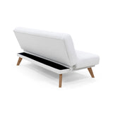 Sofá Cama Porto Blanco Shaggy y Matiz Natural 182x85cm de Tres Puestos Reclinable sin Apoya Brazos