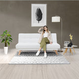 Sofá Cama Porto Blanco Shaggy y Matiz Natural 182x85cm de Tres Puestos Reclinable sin Apoya Brazos