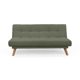 Sofá Cama Porto Verde Shaggy y Matiz Natural 182x85cm de Tres Puestos Reclinable sin Apoya Brazos