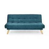 Sofá Cama Porto Azul Sky y Matiz Natural 182x85cm de Tres Puestos Reclinable sin Apoya Brazos