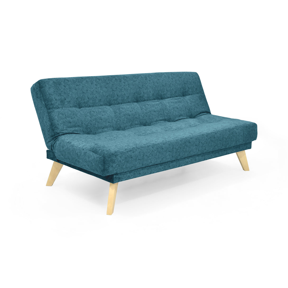 Sofá Cama Porto Azul Sky y Matiz Natural 182x85cm de Tres Puestos Reclinable sin Apoya Brazos