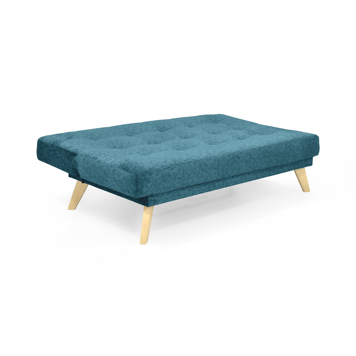 Sofá Cama Porto Azul Sky y Matiz Natural 182x85cm de Tres Puestos Reclinable sin Apoya Brazos