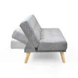 Sofá Cama Porto Gris Sky y Matiz Natural 182x85cm de Tres Puestos Reclinable sin Apoya Brazos