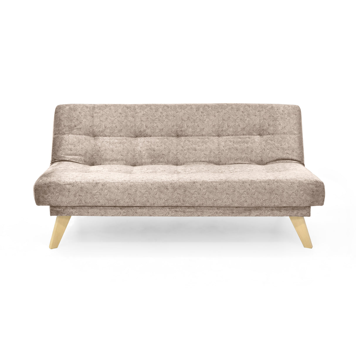 Sofá Cama Porto Taupe Sky y Matiz Natural 182x85cm de Tres Puestos Reclinable sin Apoya Brazos