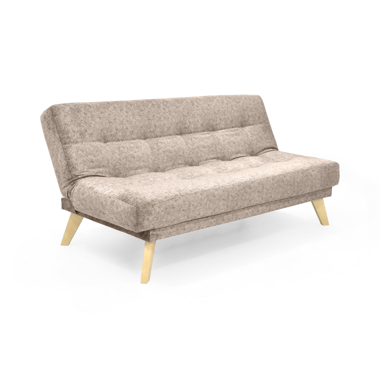 Sofá Cama Porto Taupe Sky y Matiz Natural 182x85cm de Tres Puestos Reclinable sin Apoya Brazos