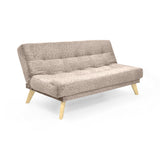 Sofá Cama Porto Taupe Sky y Matiz Natural 182x85cm de Tres Puestos Reclinable sin Apoya Brazos