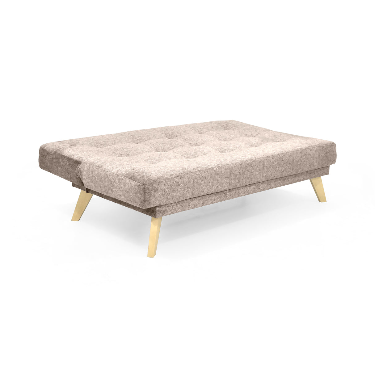 Sofá Cama Porto Taupe Sky y Matiz Natural 182x85cm de Tres Puestos Reclinable sin Apoya Brazos