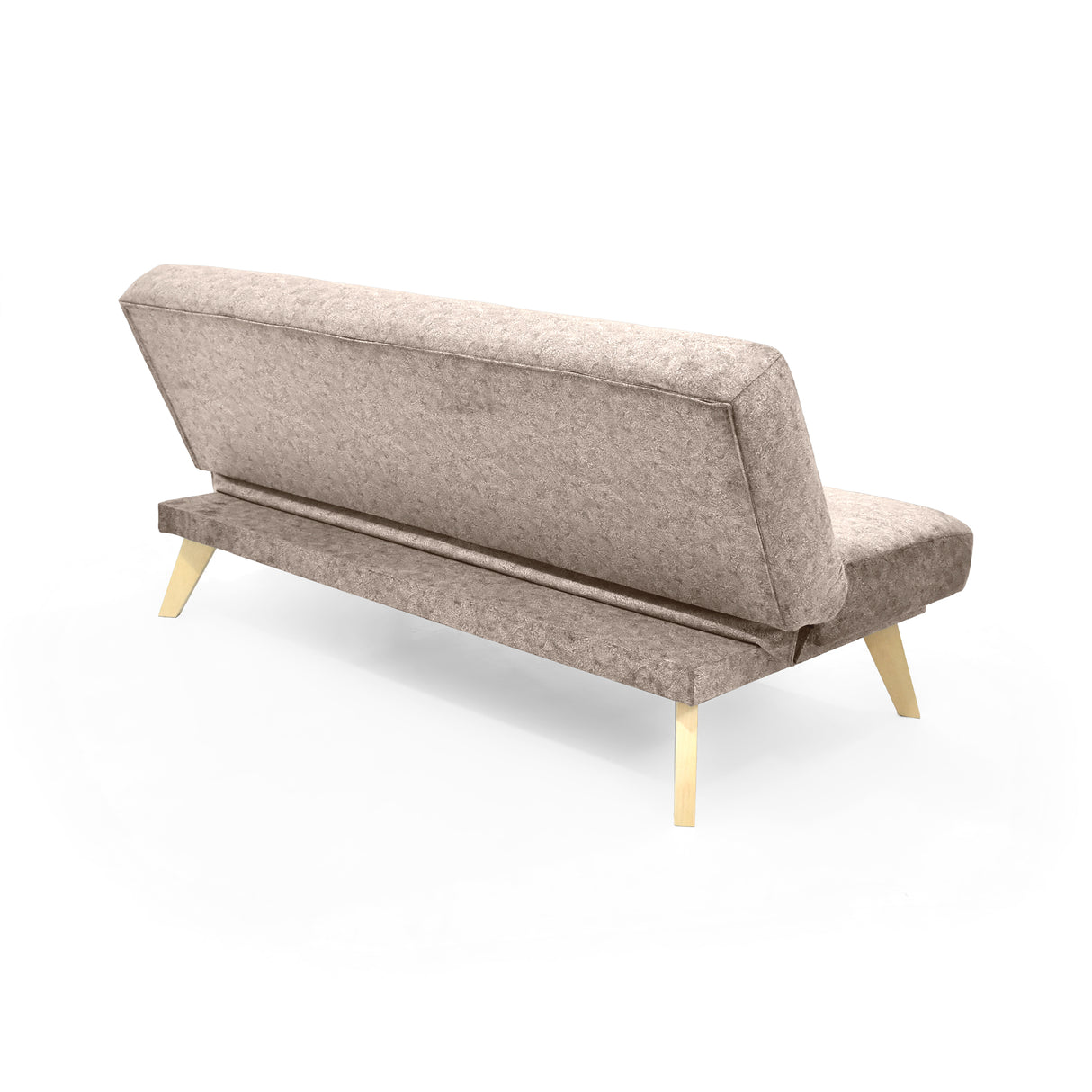 Sofá Cama Porto Taupe Sky y Matiz Natural 182x85cm de Tres Puestos Reclinable sin Apoya Brazos