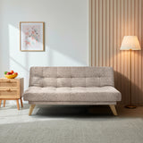 Sofá Cama Porto Taupe Sky y Matiz Natural 182x85cm de Tres Puestos Reclinable sin Apoya Brazos