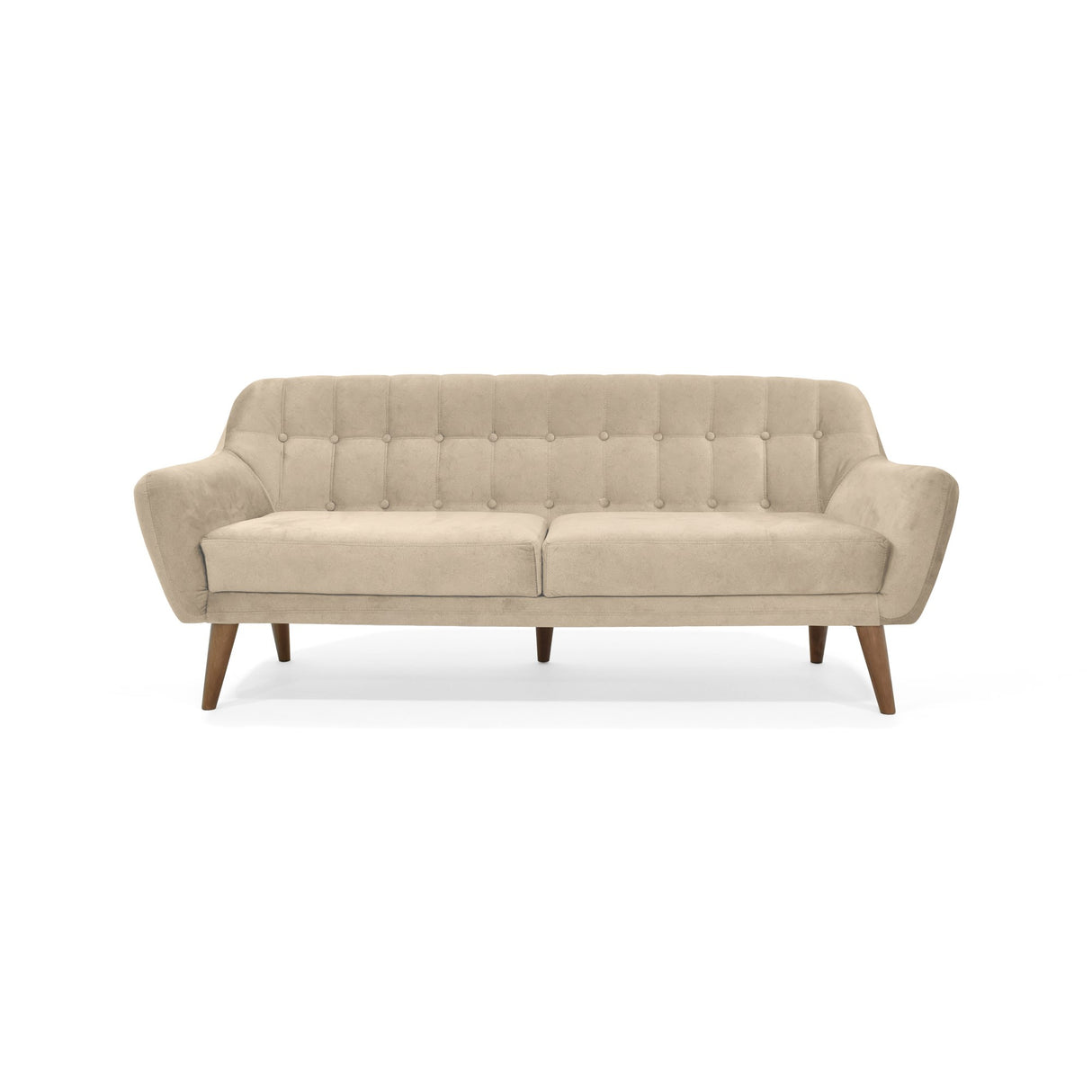 Sofá Roma Beige Sky y Matiz Caoba 194x78cm de Tres Puestos con Apoya Brazos